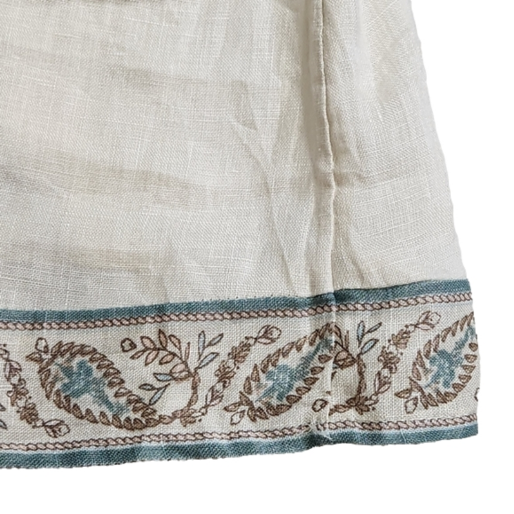 Shirt pullover 100% Linen Paisley BOHO Cream color and blues Size S-M J.JILL - Picture 8 of 14